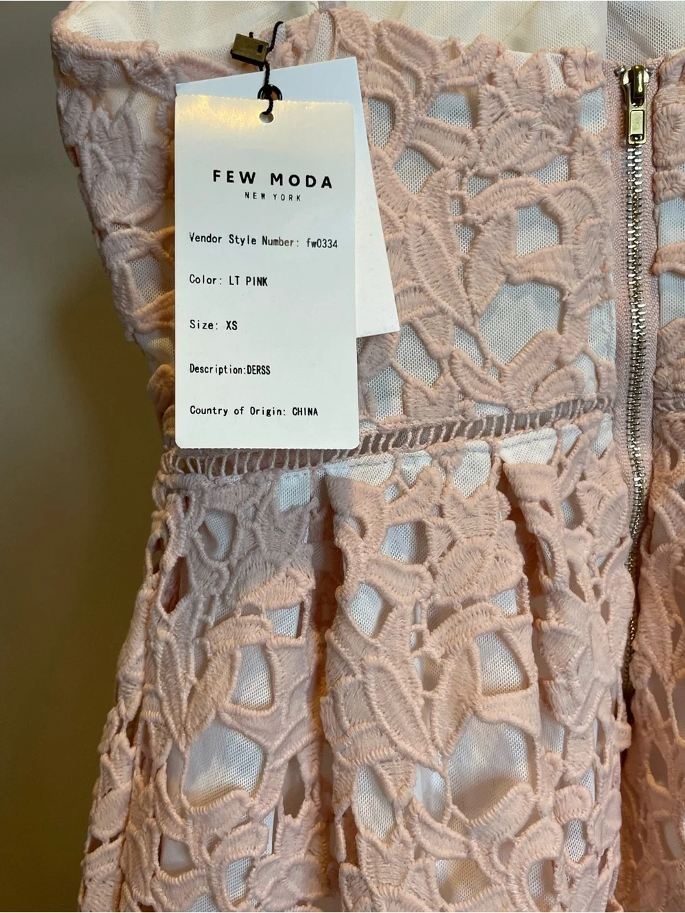 Few Moda New York Lace Midi Dress Blush Pink NWT - XS